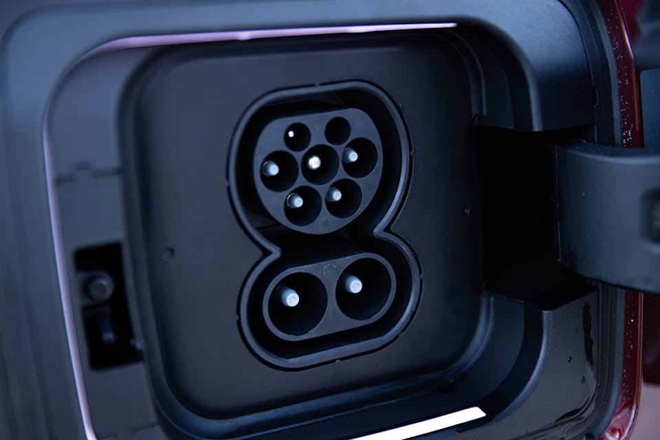 A CCS charging port on an electric vehicle