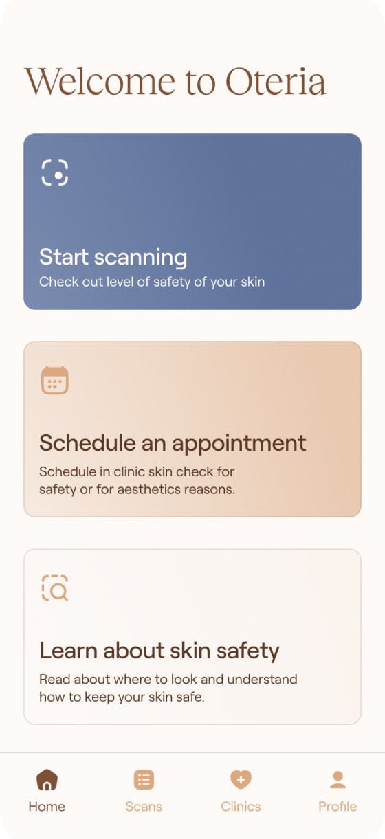 Home screen in the App