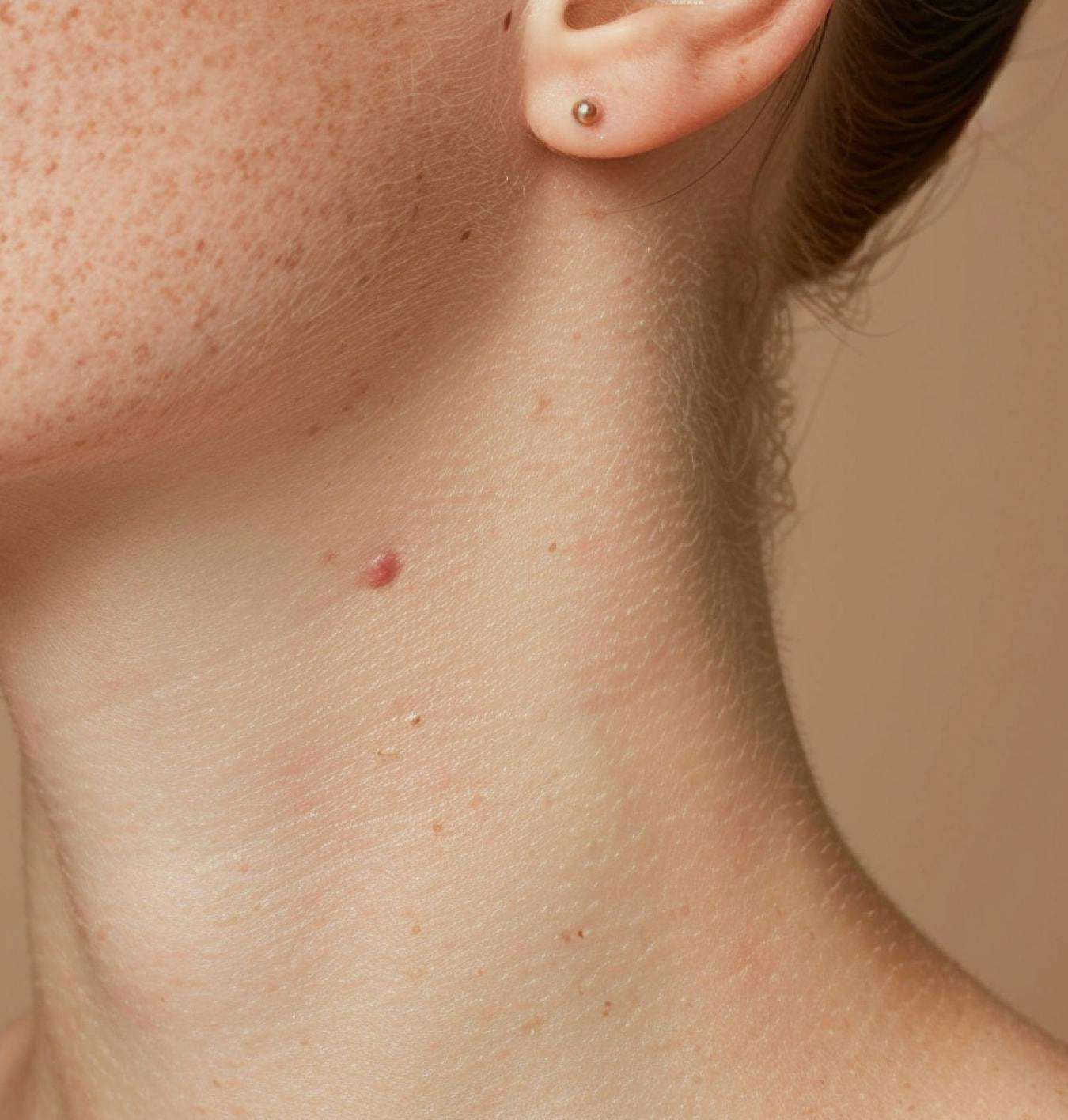 Women's skin with cosmetic defects.