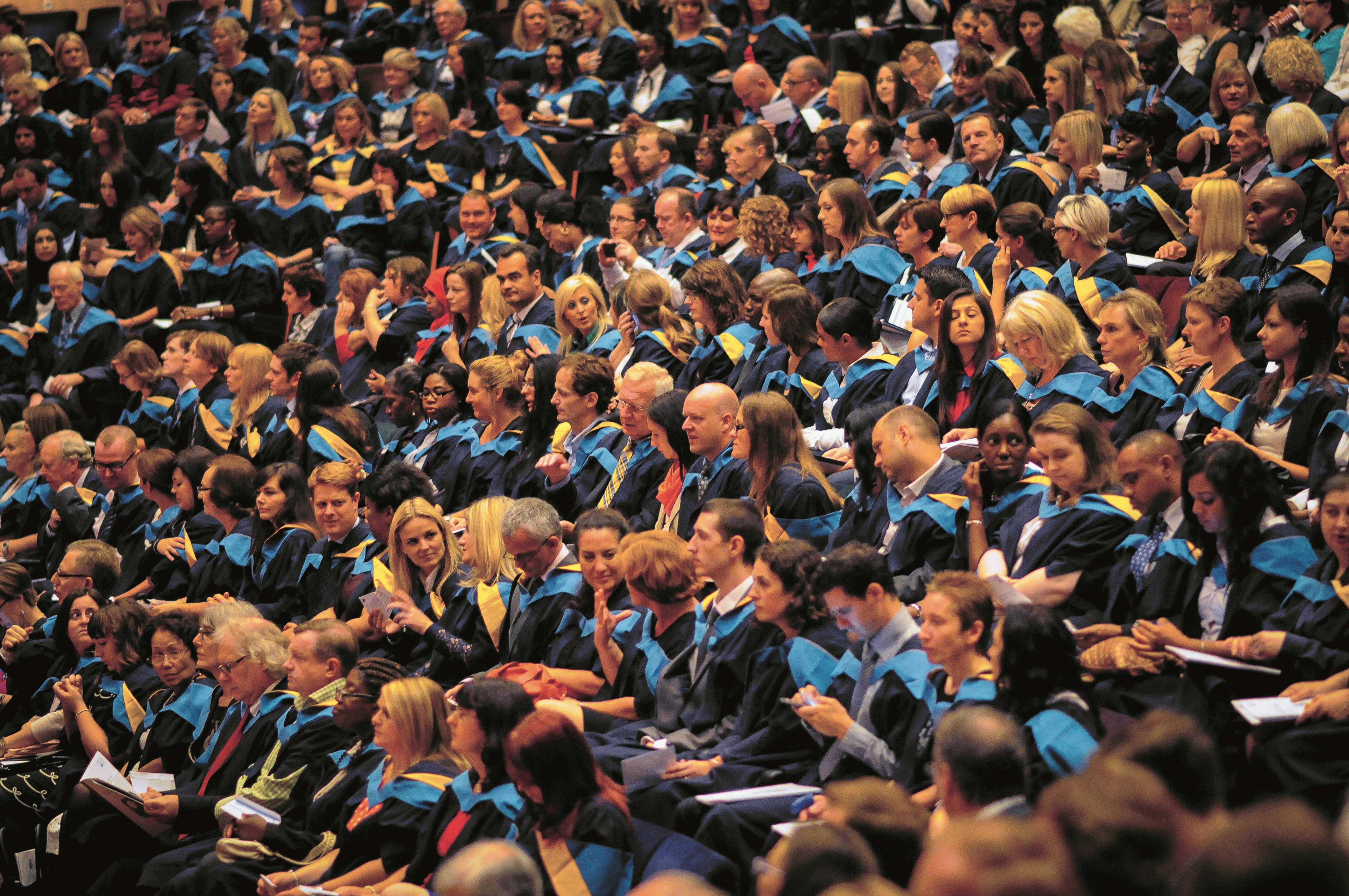 Students in graduation hall