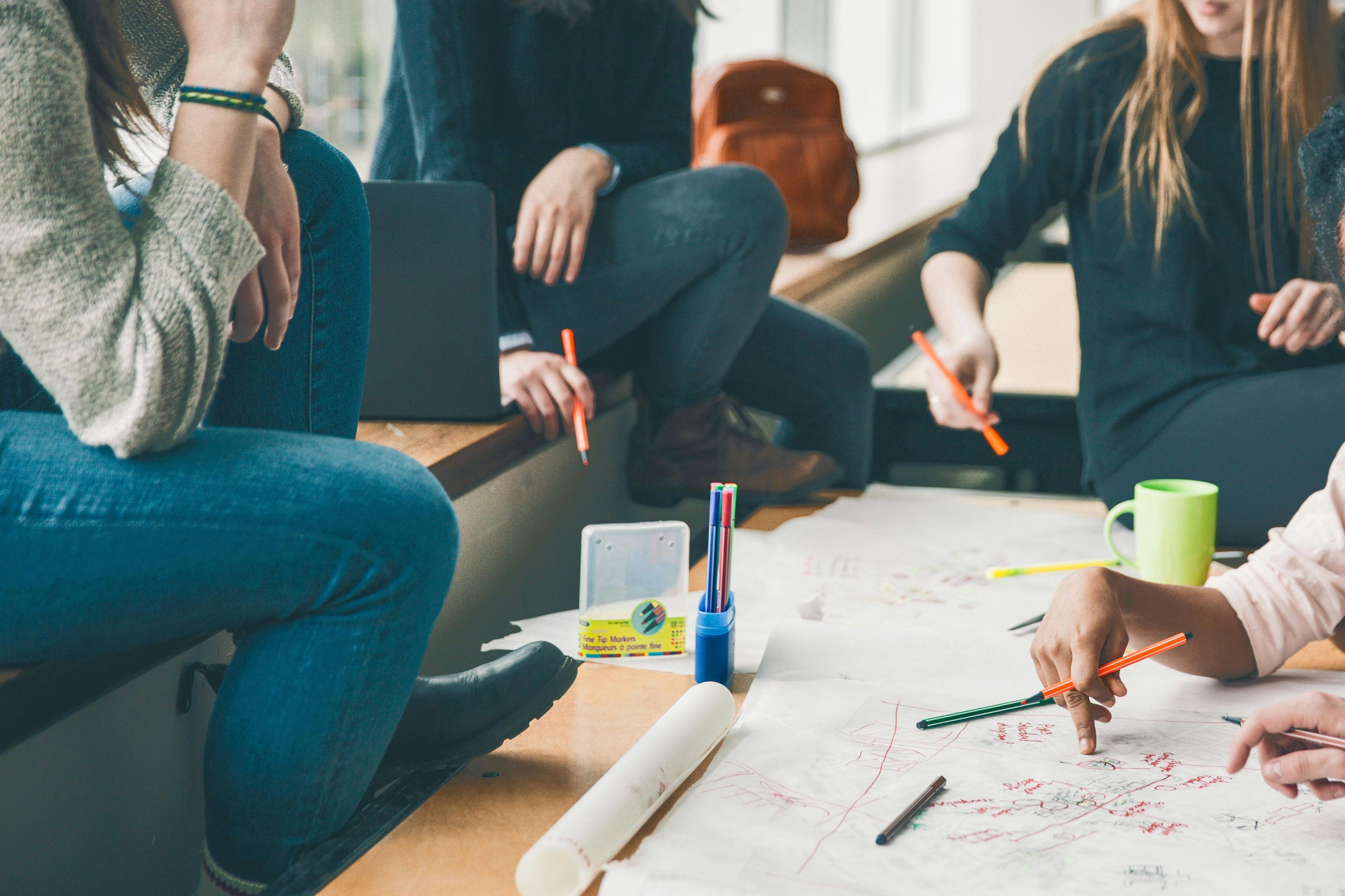 Students working on a team project.