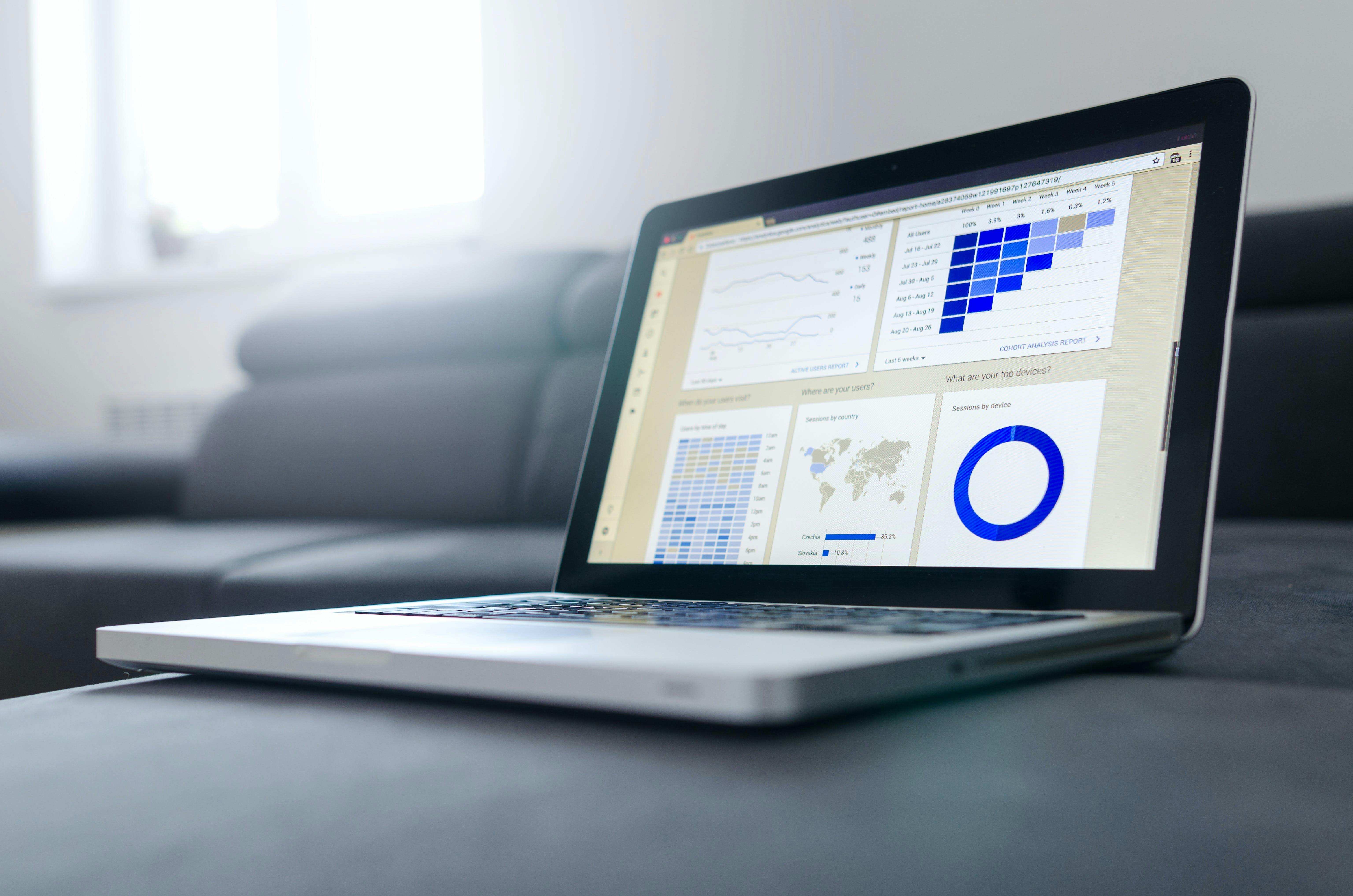 Image of laptop displaying data dashboards