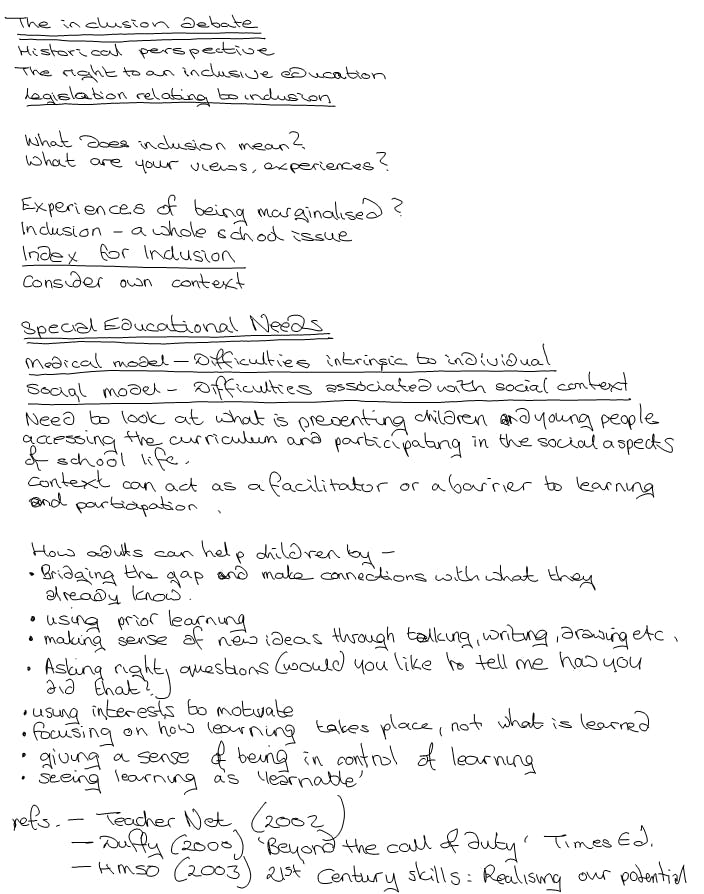 Example 1 of hand-written linear notes