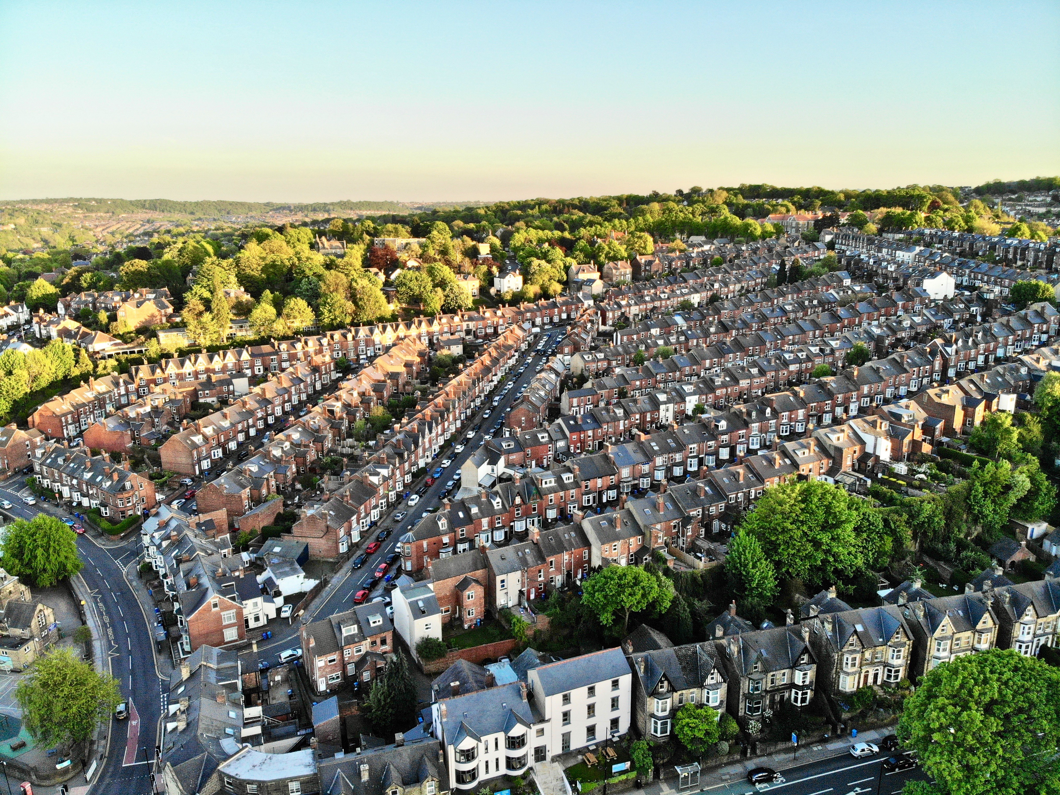 a birds eye view of a residential area 