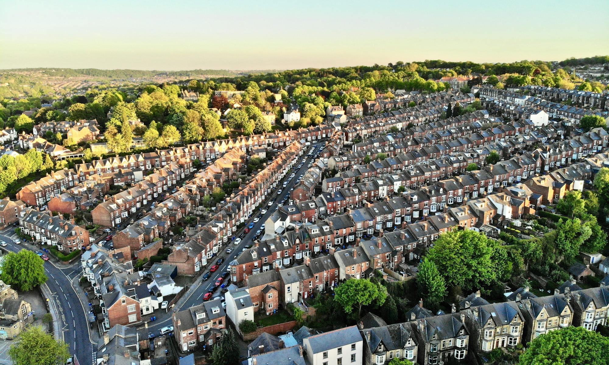 a birds eye view of a residential area