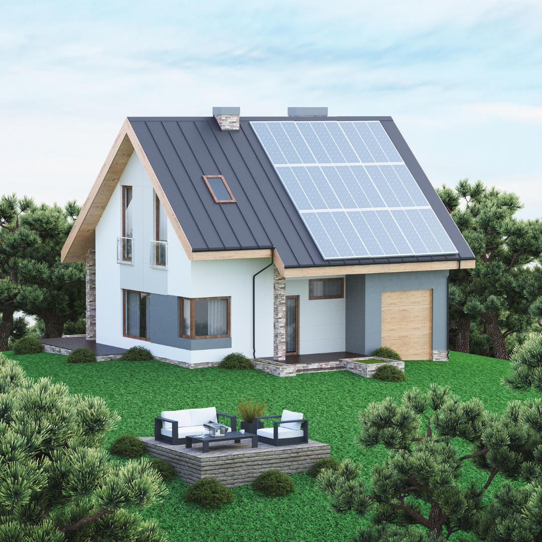 Eco style home with solar pannels