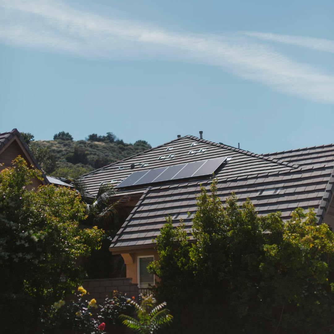 Roof with solar panels