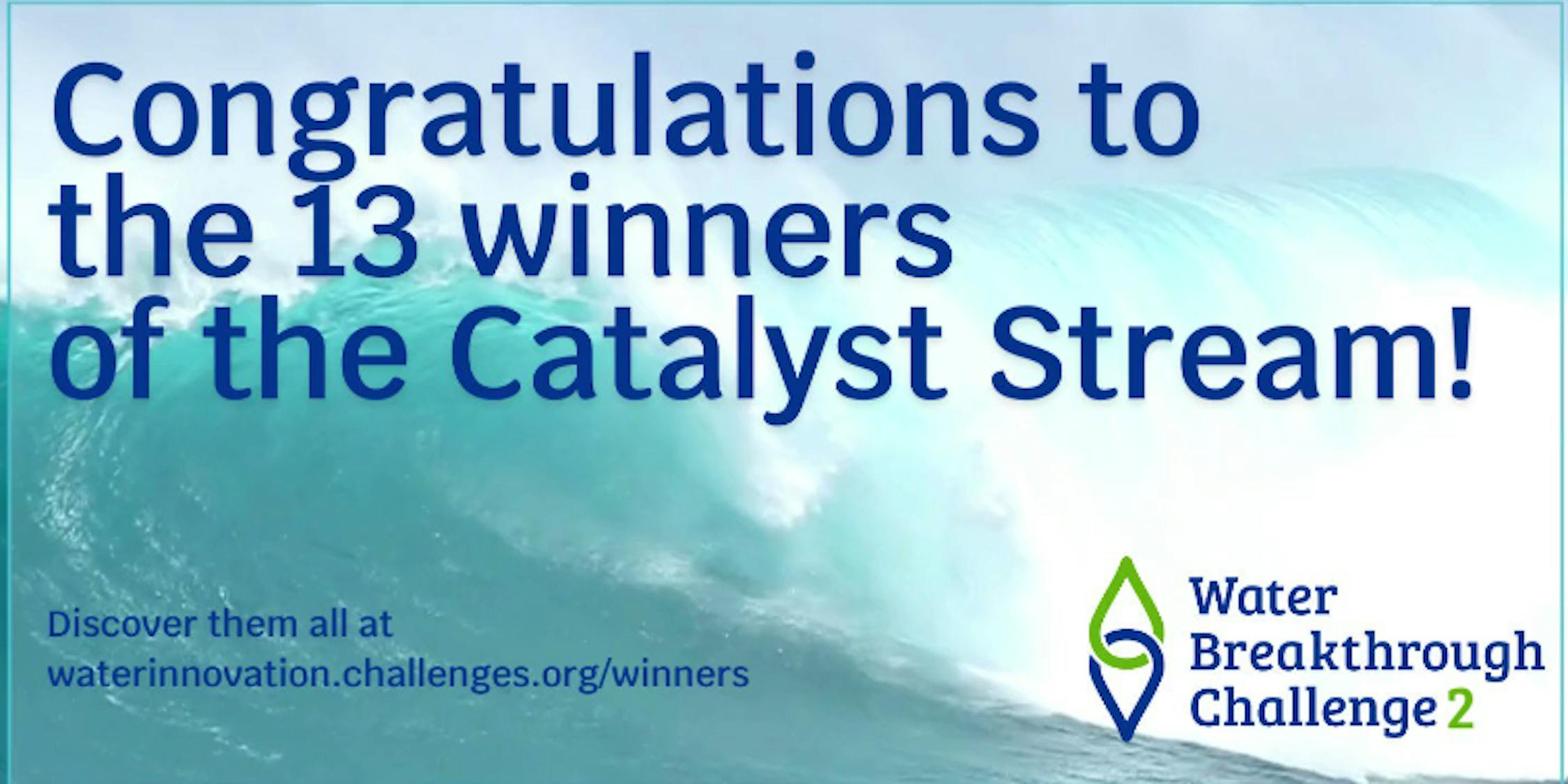 Ofwat poster congratulating winners of the catalyst stream