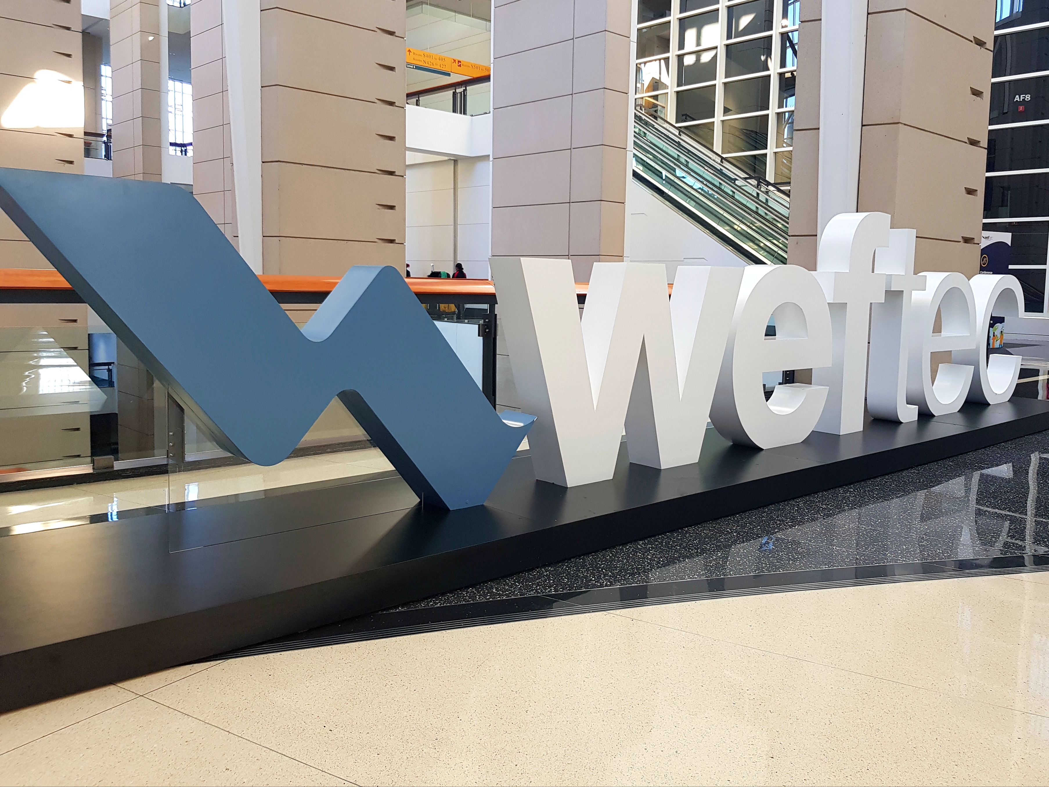 Photograph of the WEFTEC sign