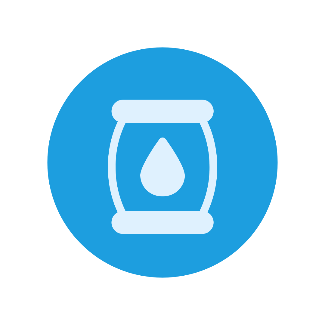 water butt icon with blue circular background