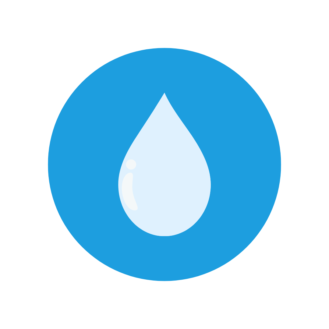 water drop icon with blue circular background