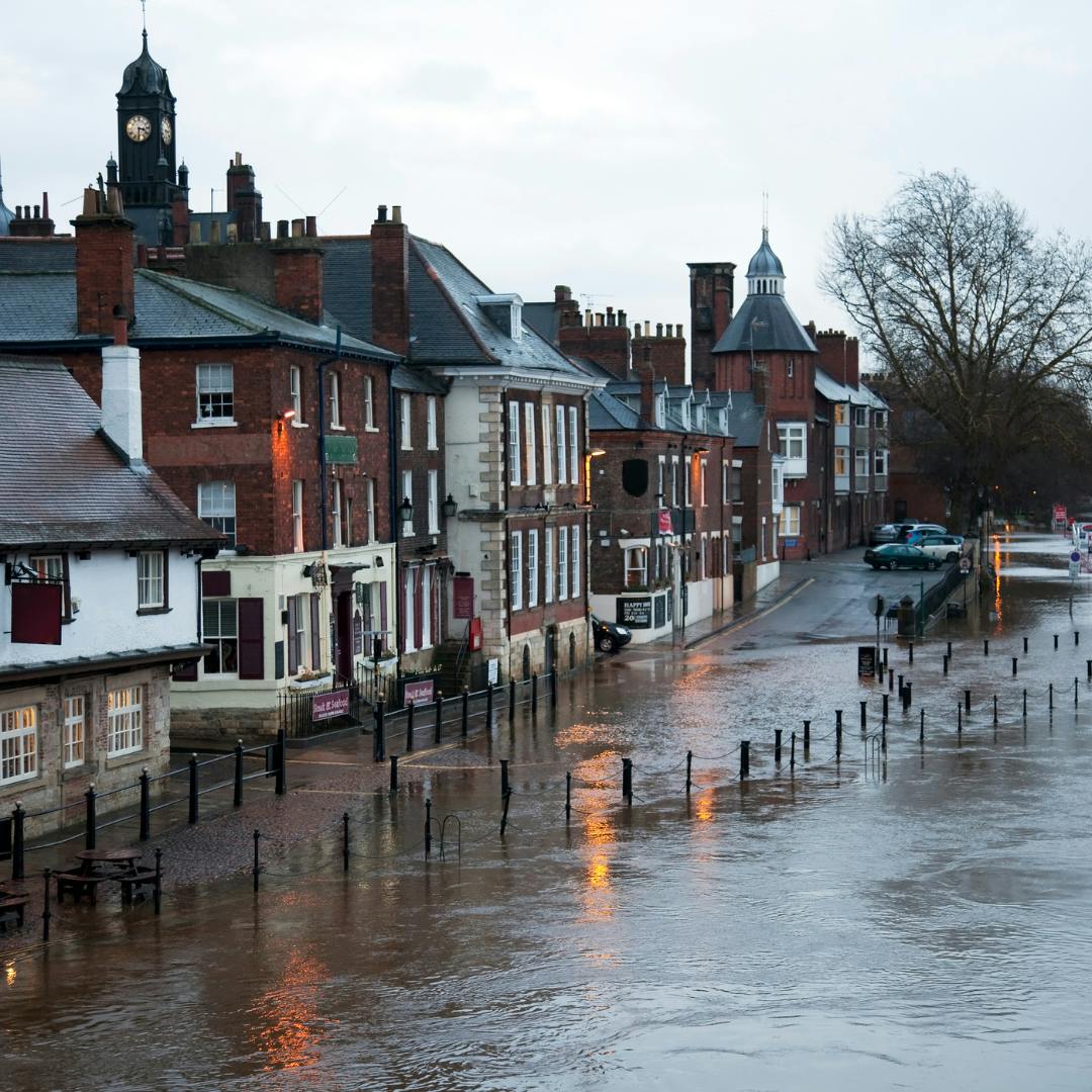 A flooded street