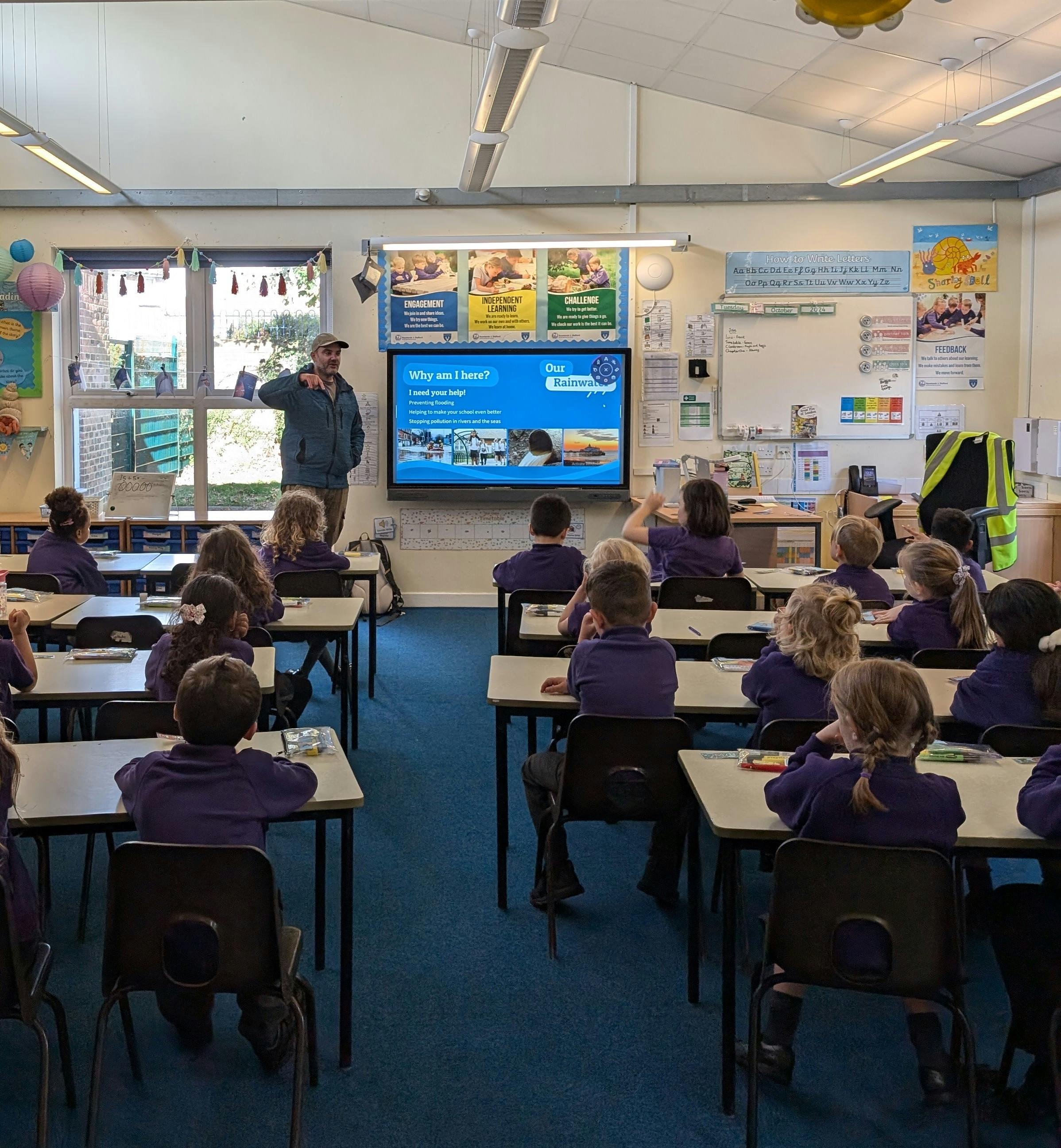 Teacher teaching a classroom