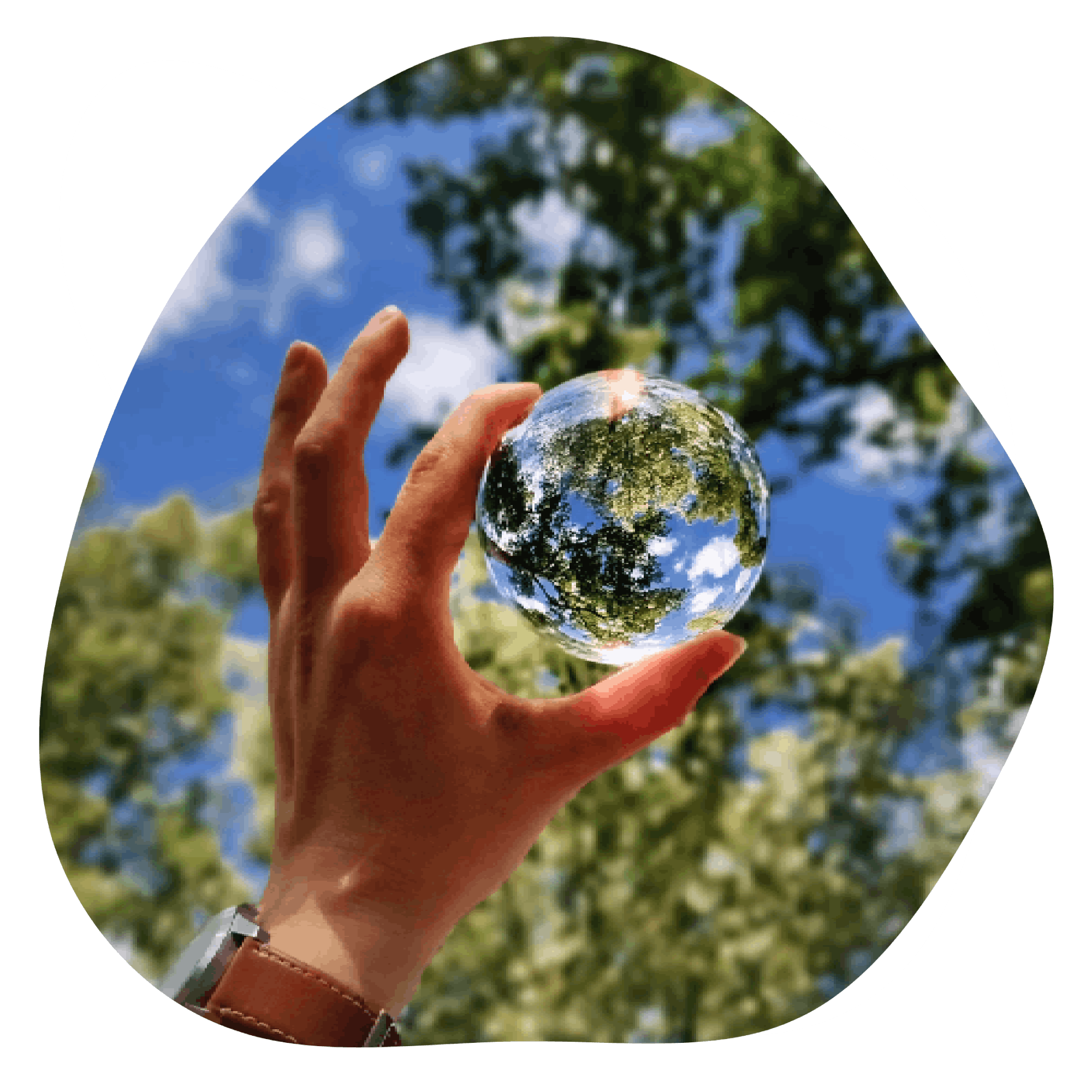 Person holding bubble