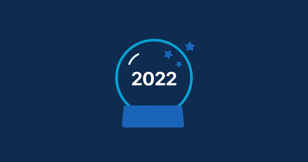 Ilustración de una bola de cristal con el año 2022