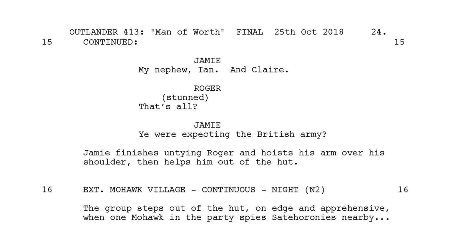 Part of the outlander script