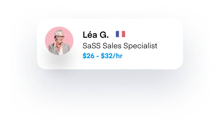 Contractor card for "Léa G.," a French "SaSS sales specialist."
