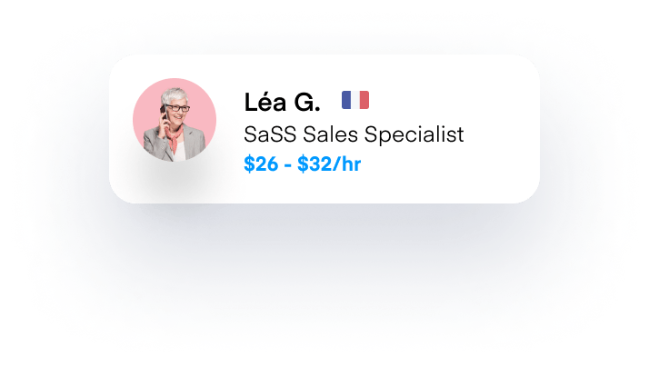 Contractor card for "Léa G.," a French "SaSS sales specialist."