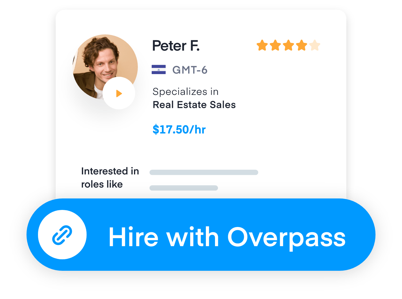 "Hire with Overpass" link with a contractor profile. 