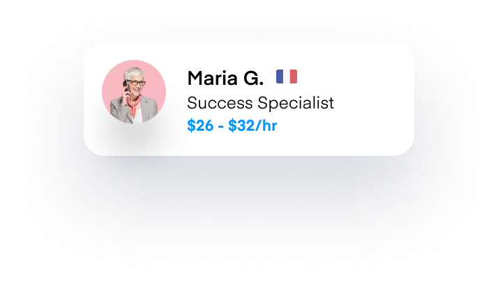 Contractor card for "Maria G.," a French "success specialist."