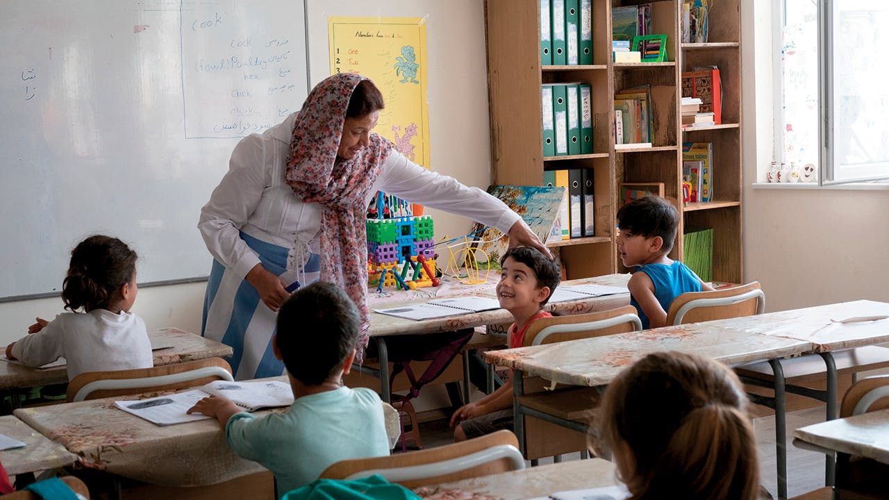 Saleha Naimi, an Afghan refugee, is the director and main instructor at an Afghan school at a refugee center in Harmanli, Bulgaria. In Afghanistan, she was a teacher and school principal.