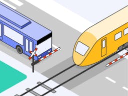 illustration bus and train