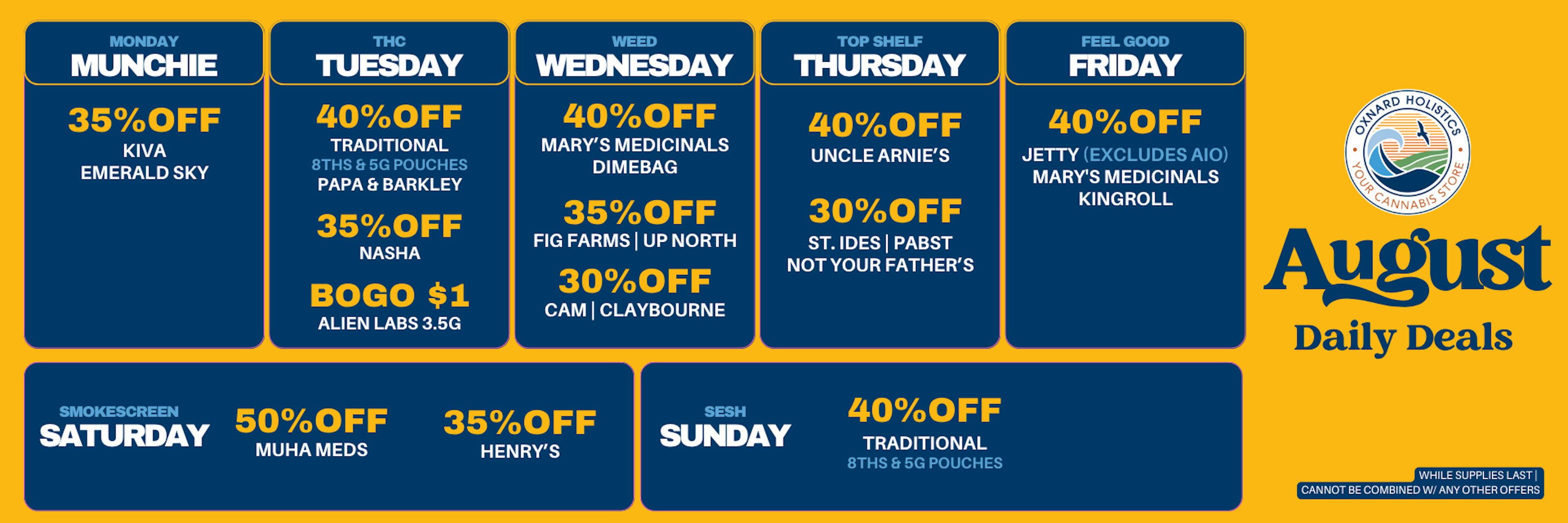 August Daily Deals