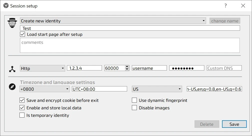 Configuring session details