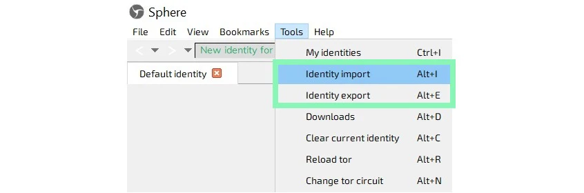 Identity import and export