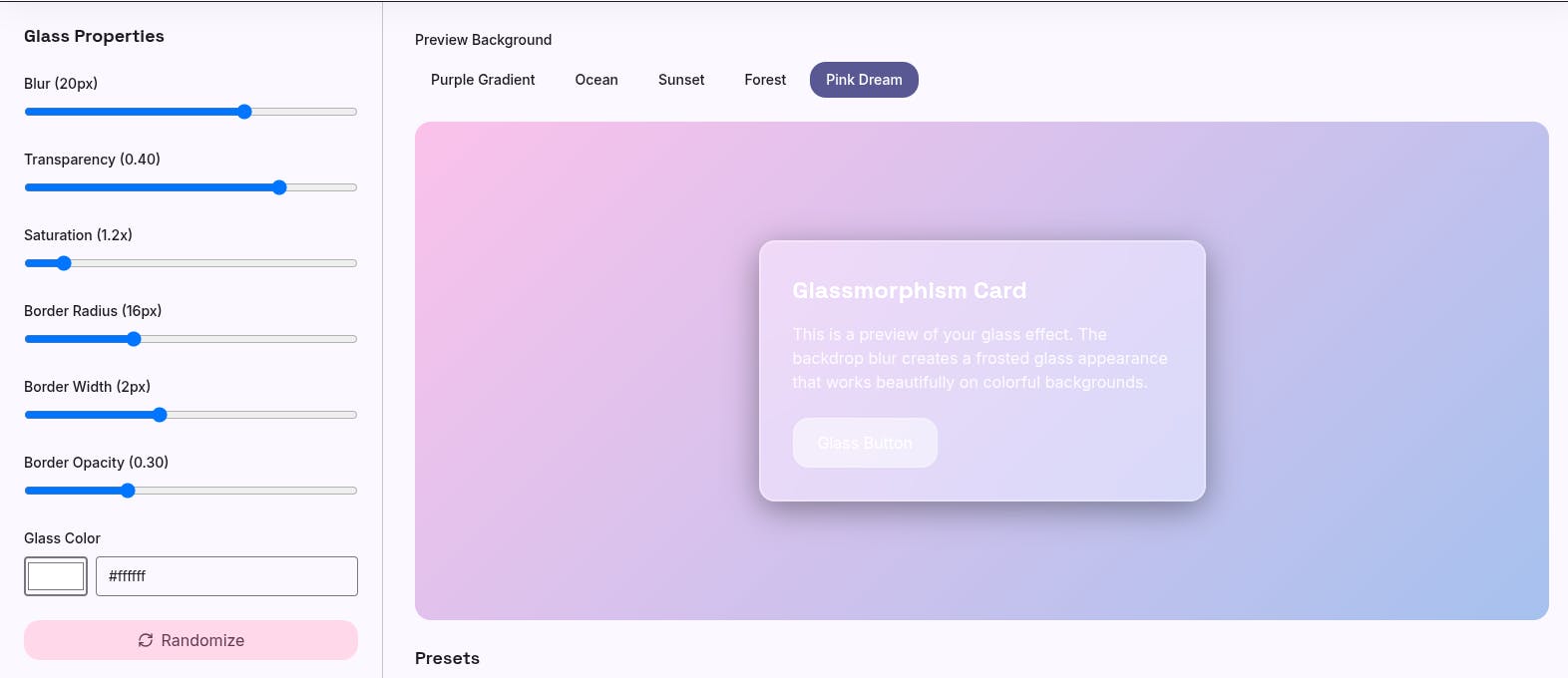 Card with Glassmorphism 