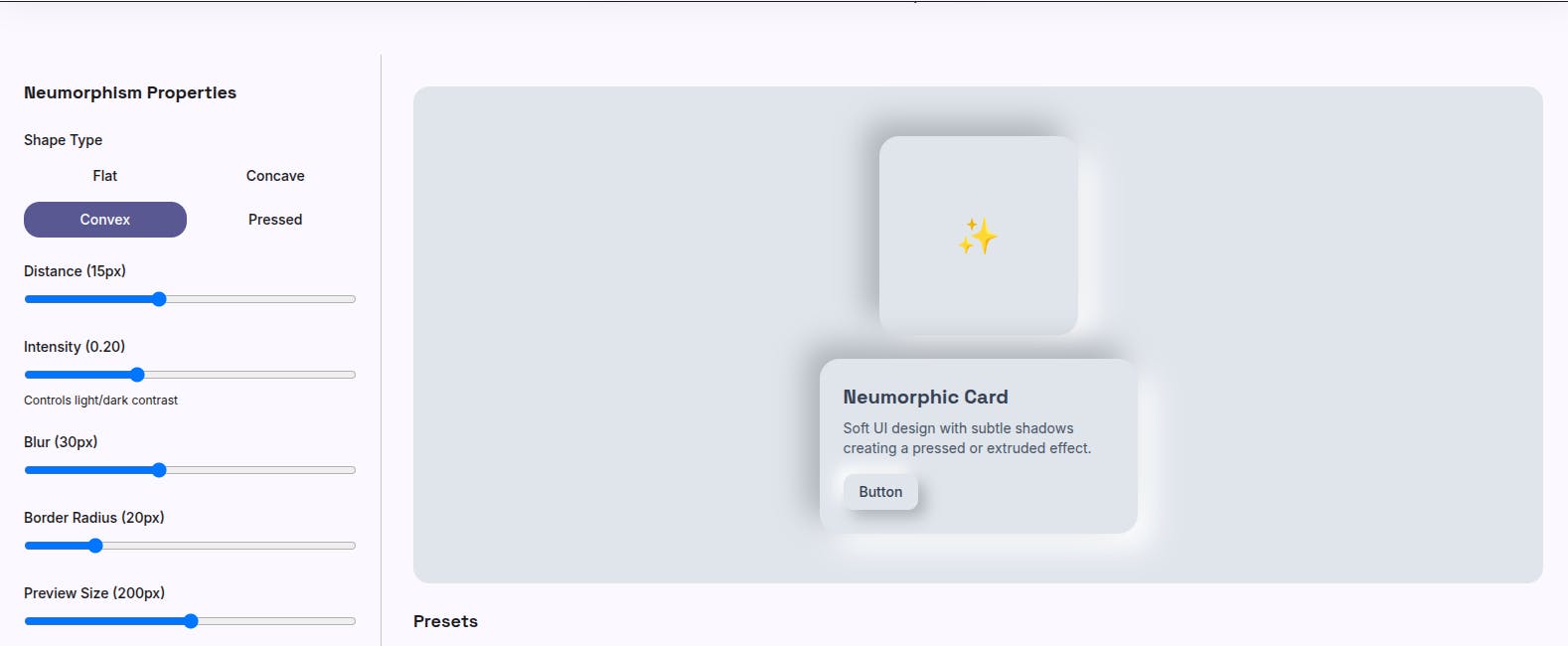 a button with Neumorphism effect