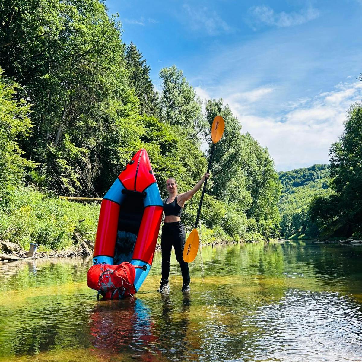 Packraften op rivier de sauer in luxemburg