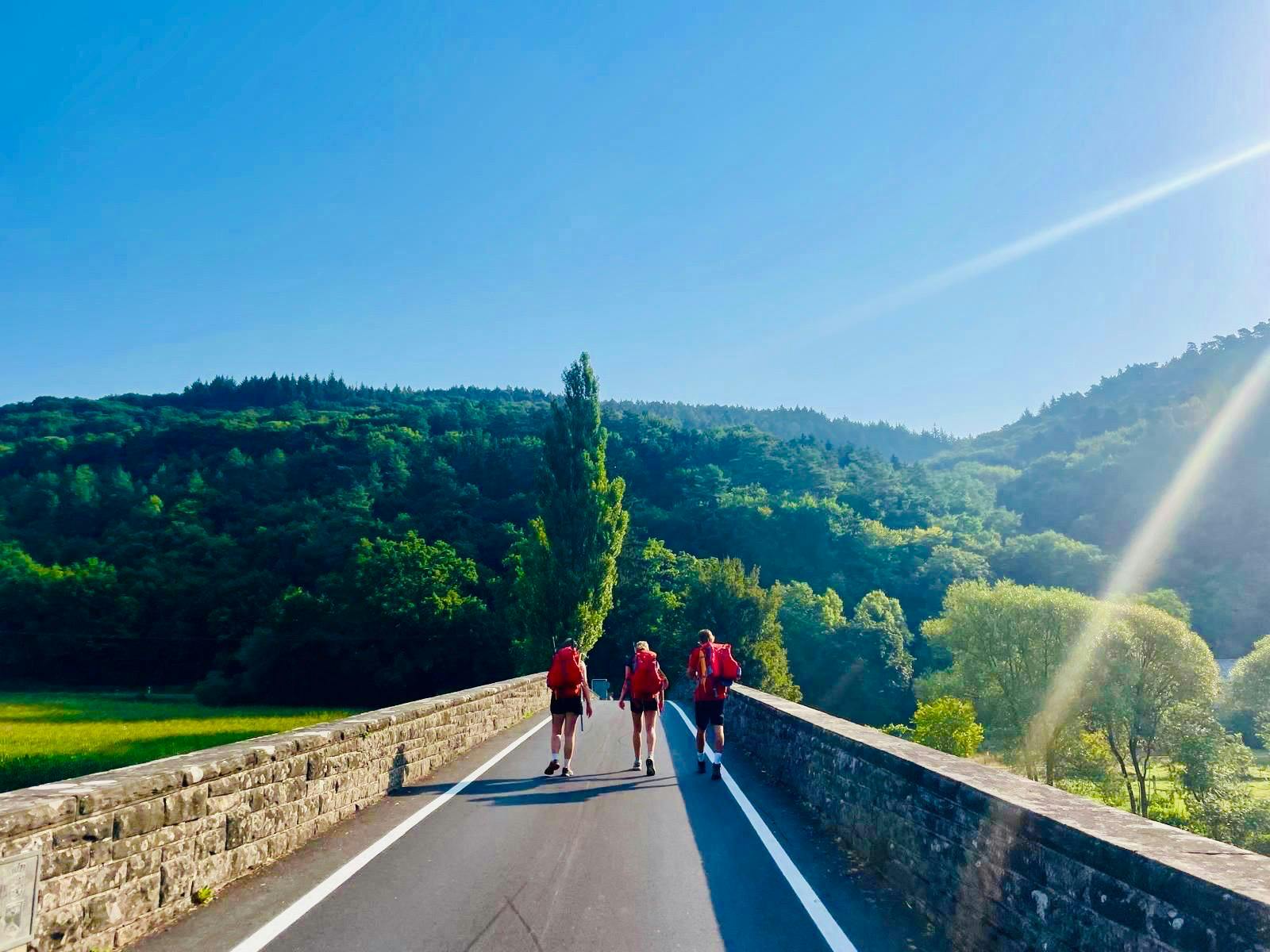 hiking on the bridge