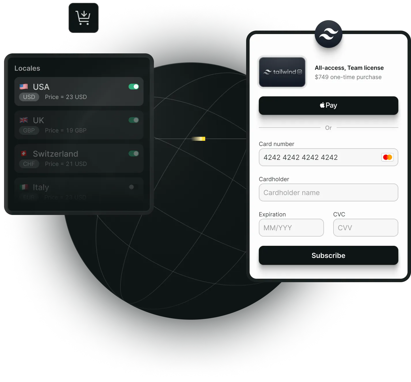 Localized checkout for SaaS and apps