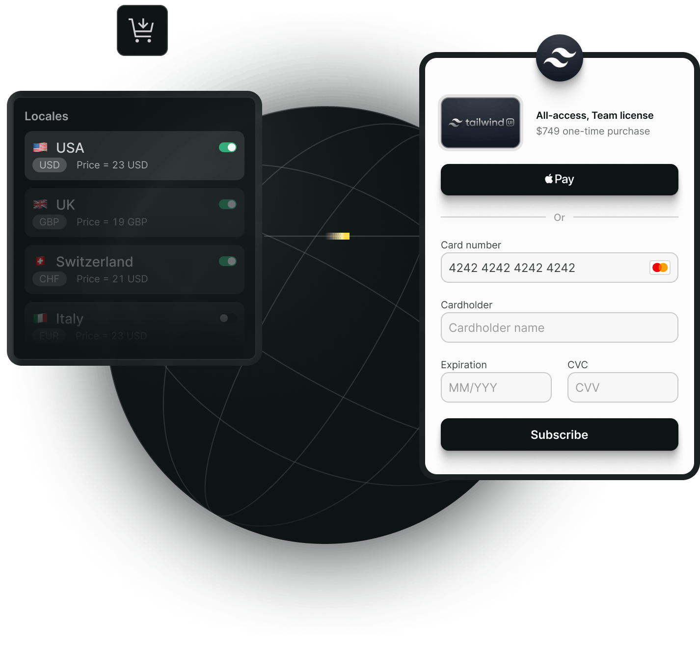 Localized checkout for SaaS and apps