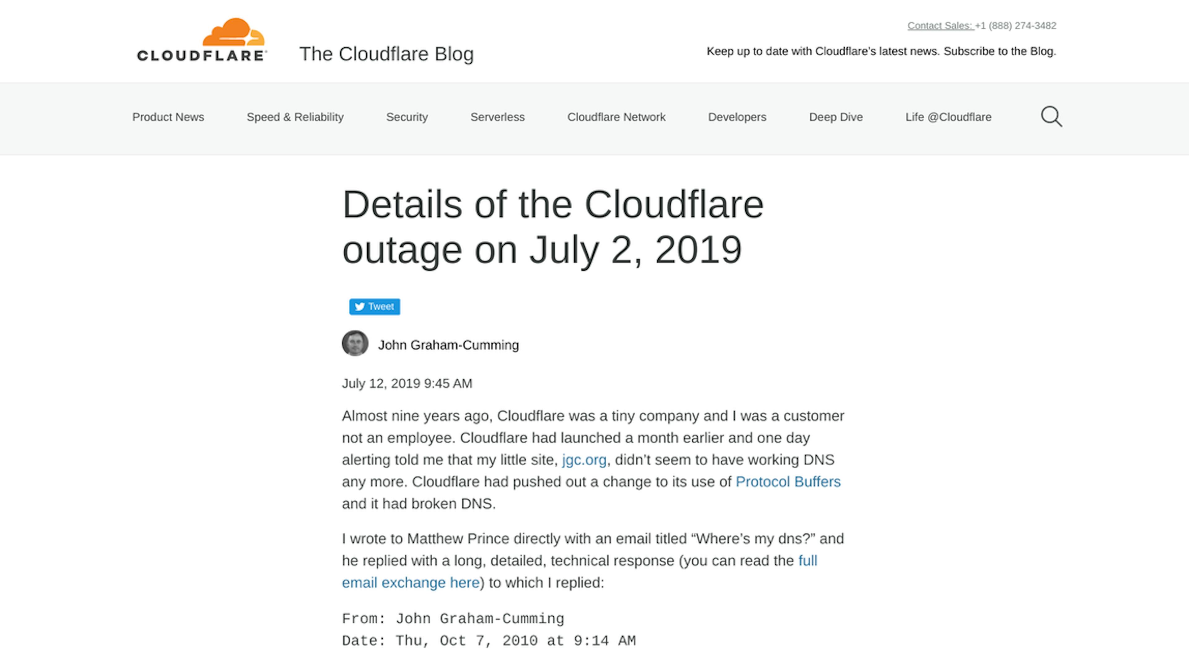 Details of the Cloudflare outage on July 2, 2019
