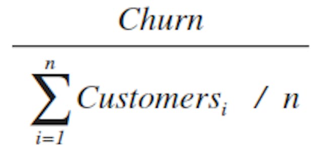 You divide your number churned by the average of your customer count between days 1 and n.