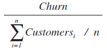 You divide your number churned by the average of your customer count between days 1 and n.