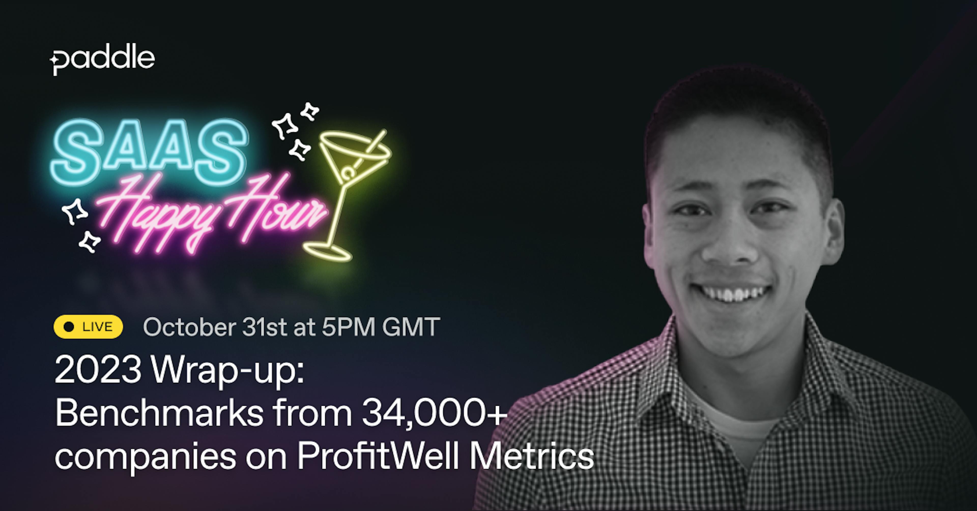 SaaS Happy Hour Banner - Benchmarks with Stephen Ngo 2023