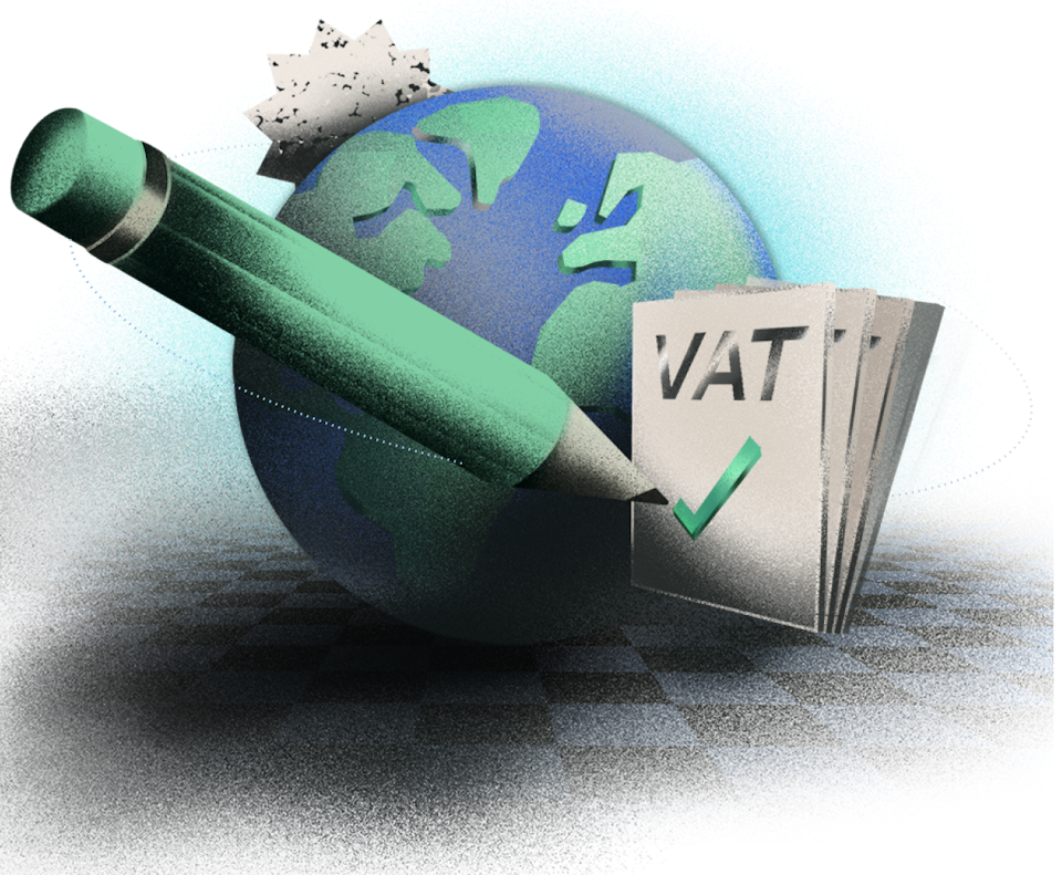illustration of globe and tax papers