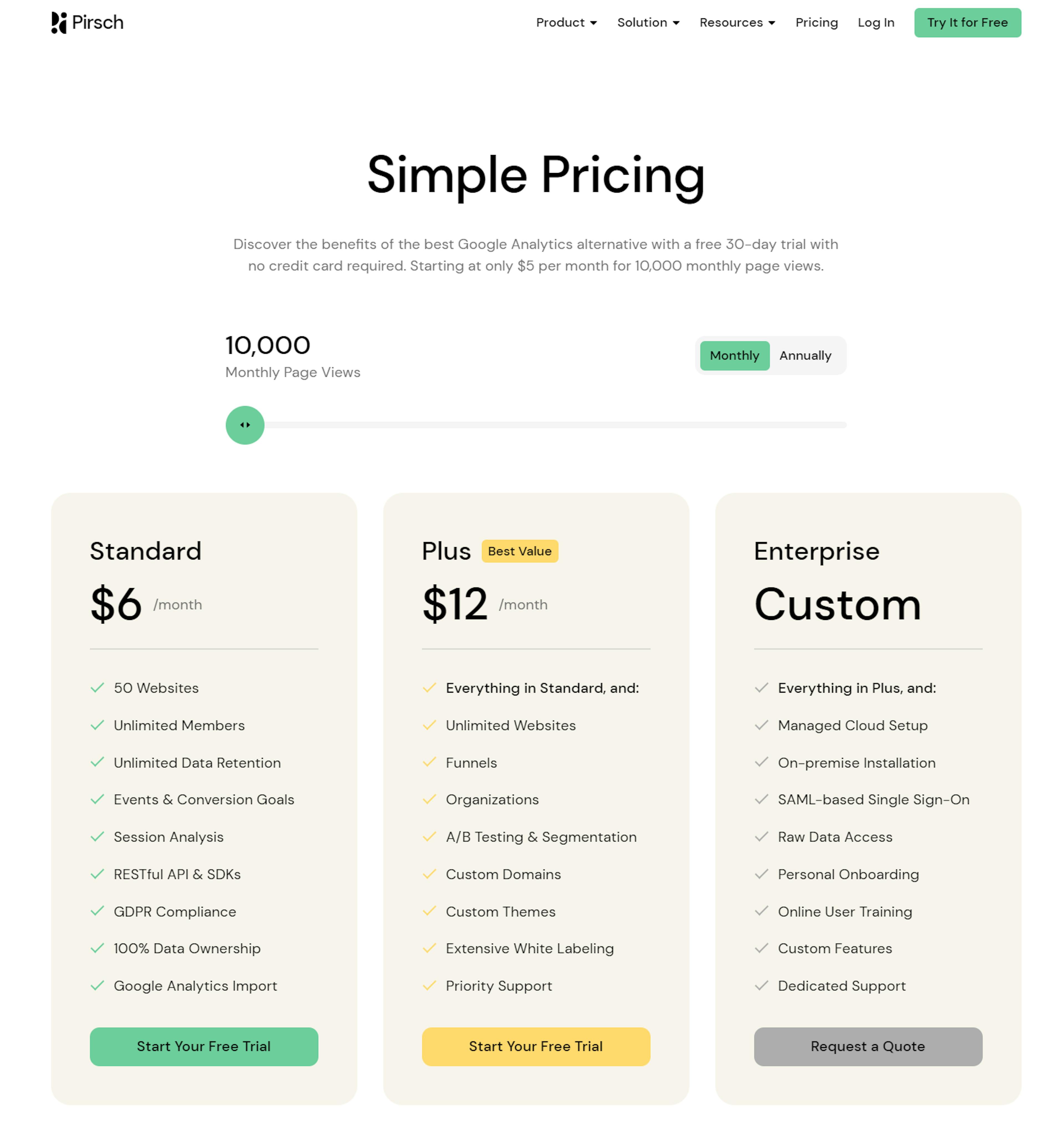 Source: Pirsch pricing page