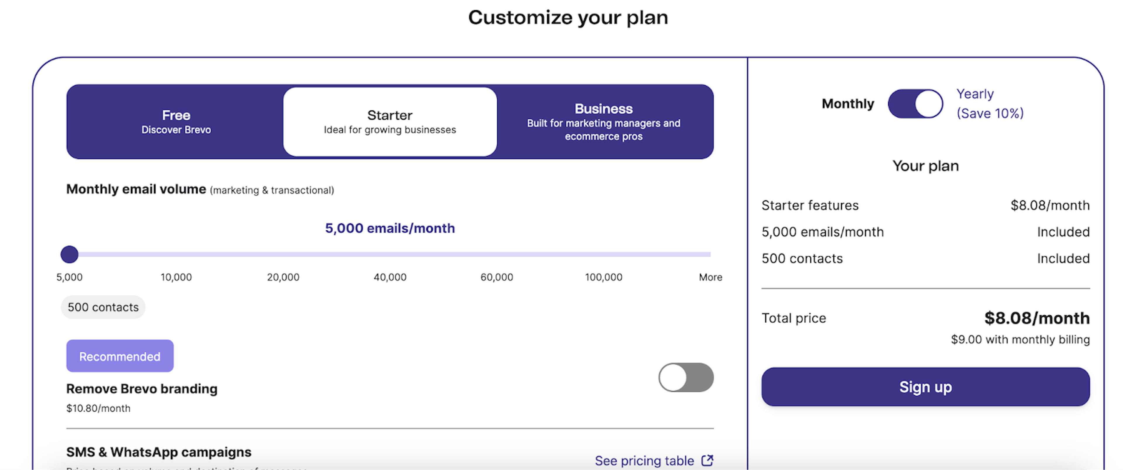 Source: Brevo pricing page