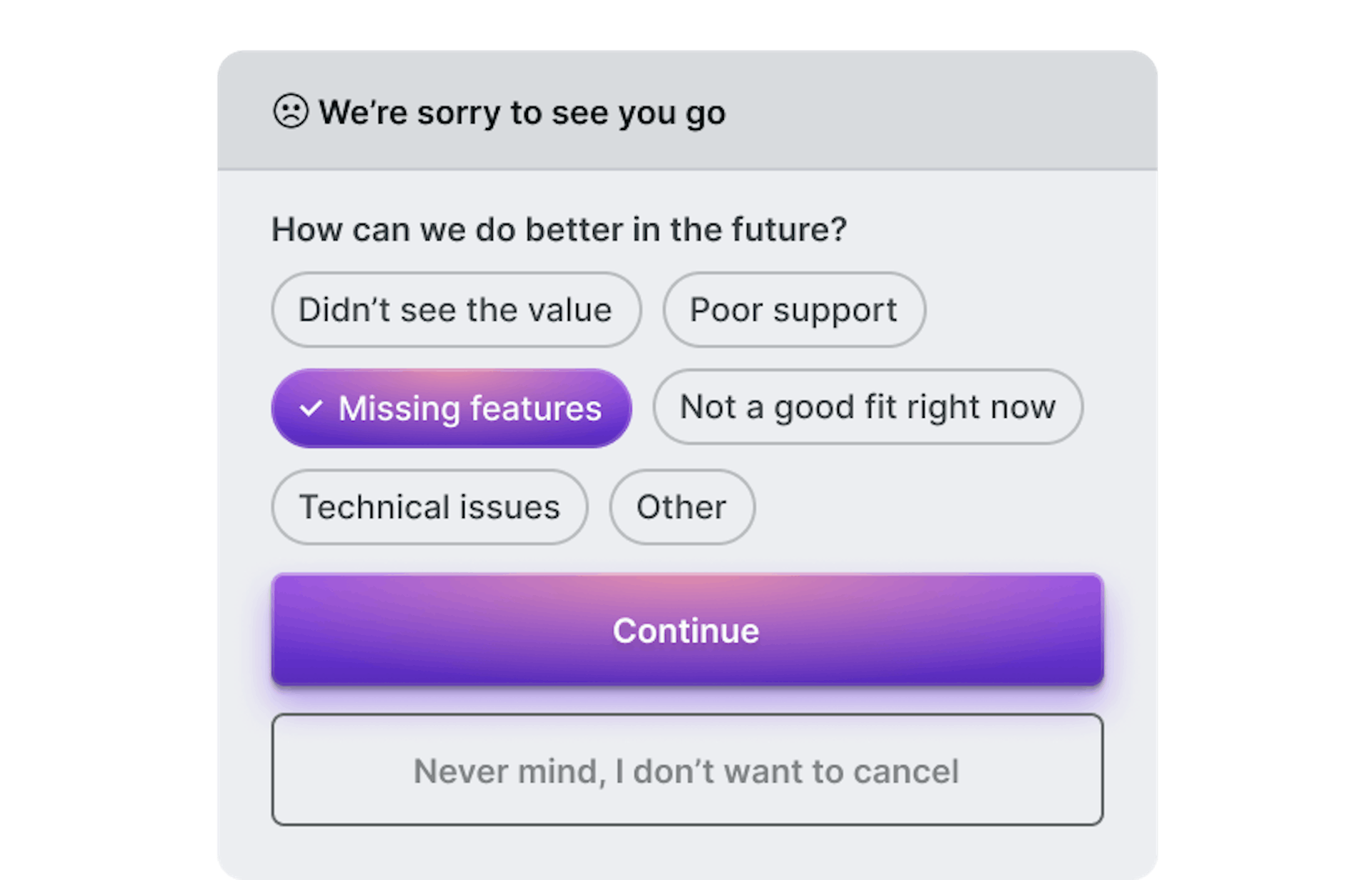 Retain automatically offers optimized cancellation flows