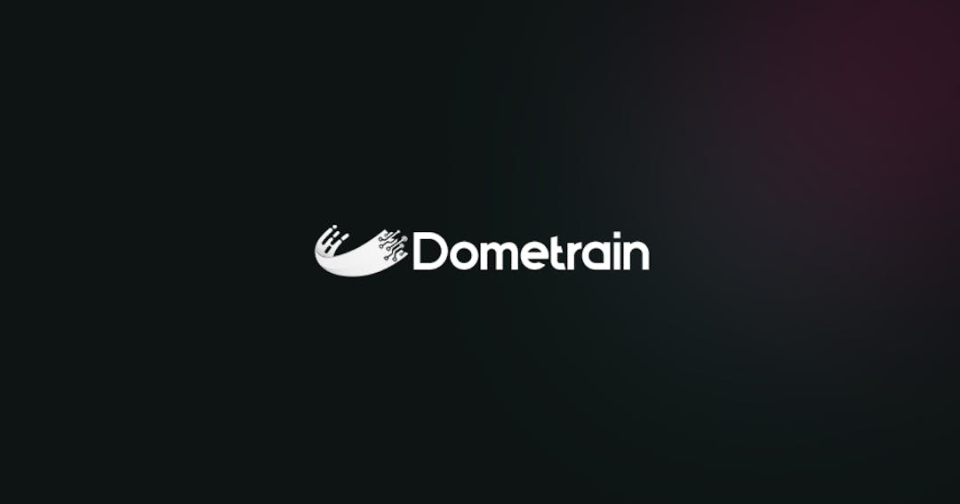 Dometrain logo on plain back background