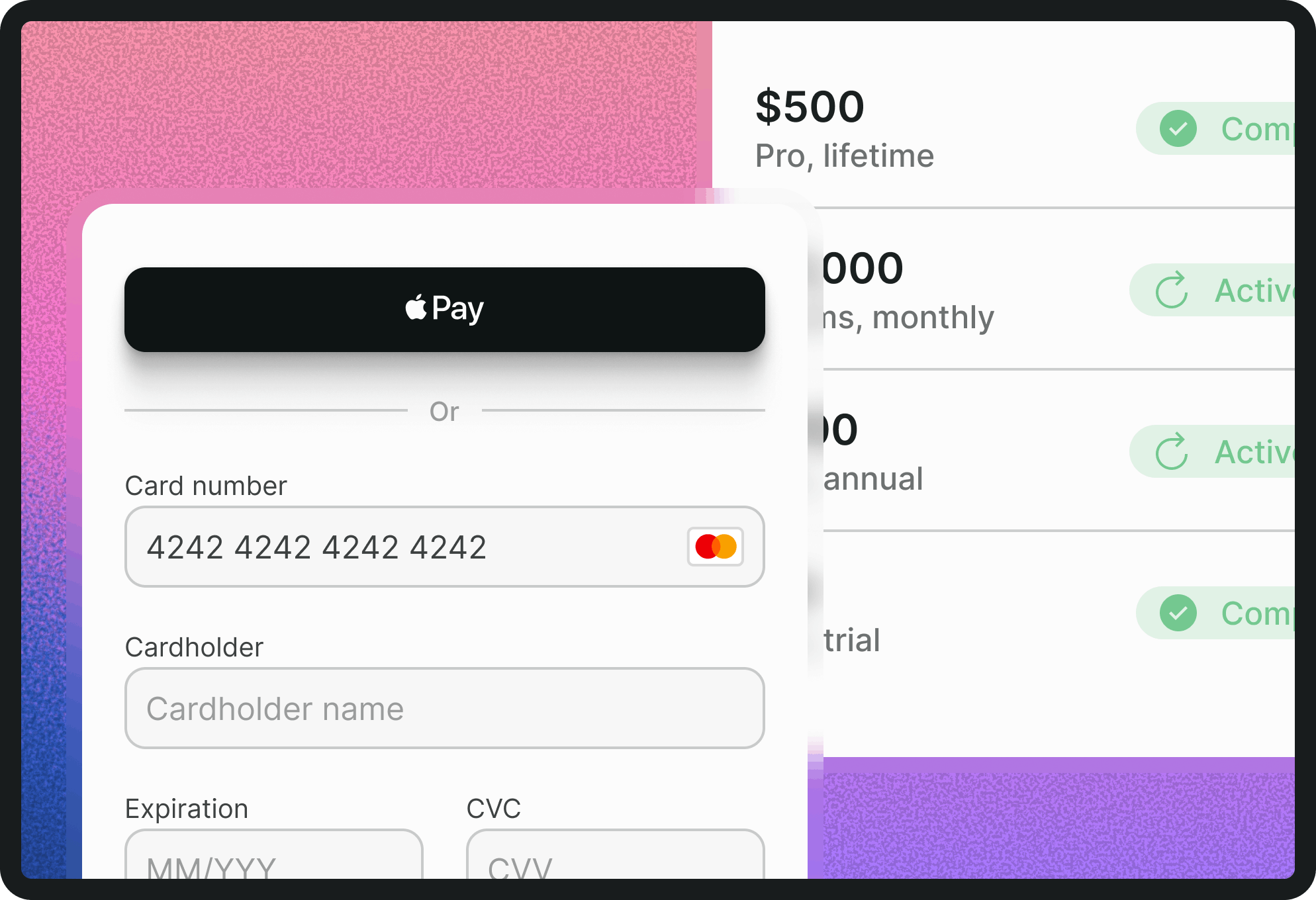 Web revenue UI