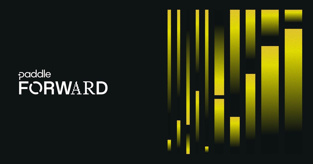 Paddle Forward written next to abstract yellow rectangles