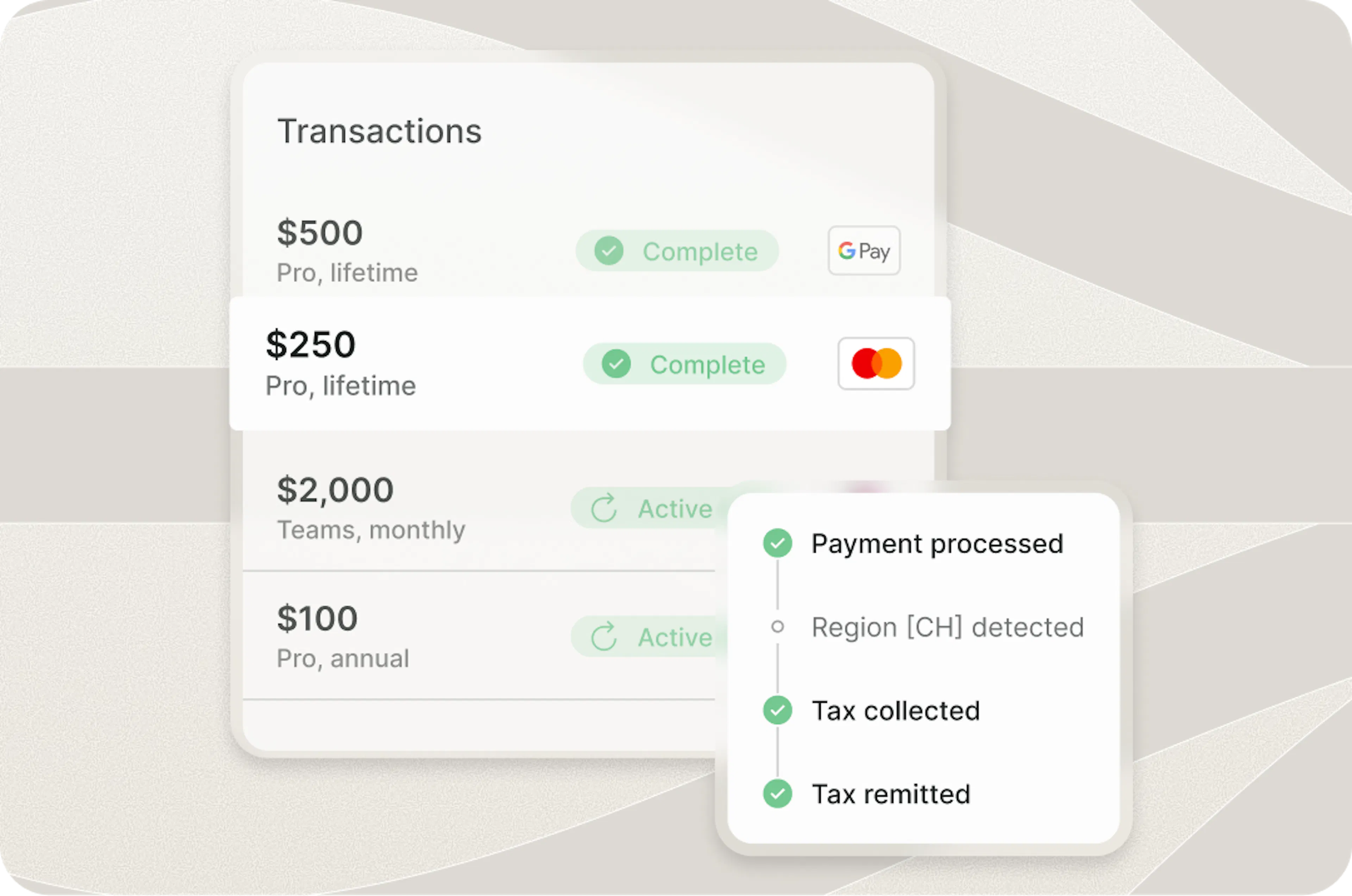 Subscription payment transactions 
