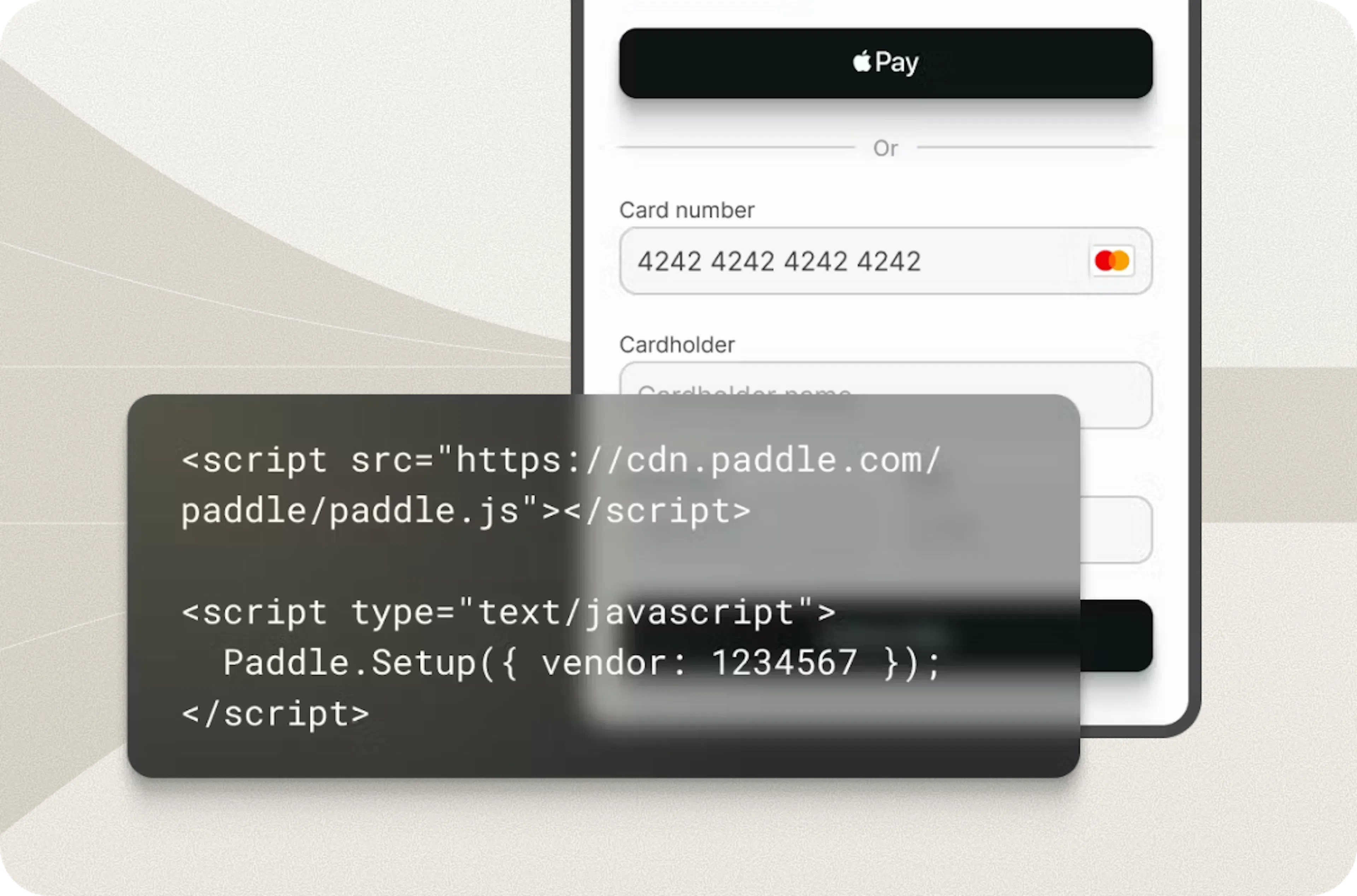 Developer snippet and checkout ui