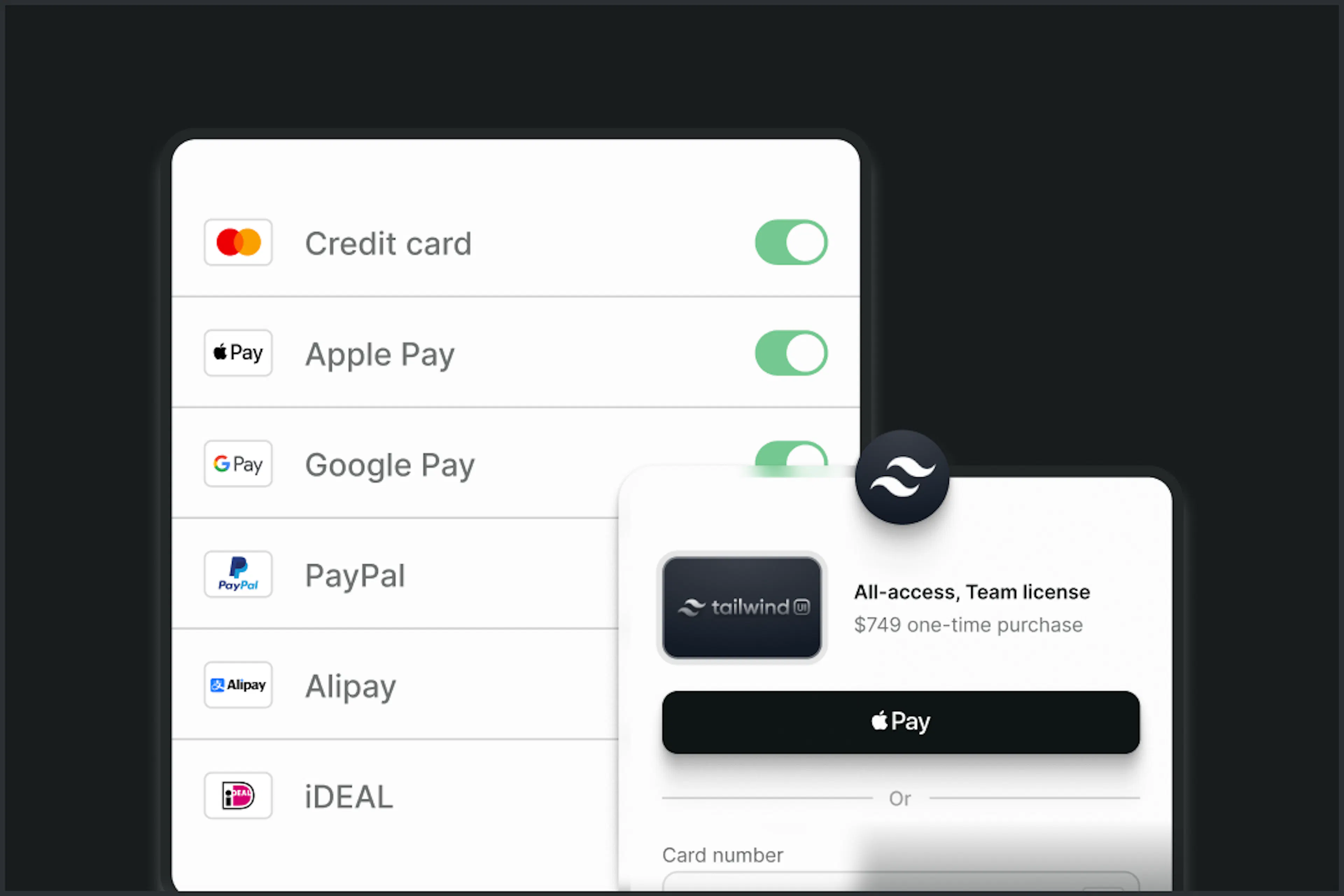 Payment options configuration