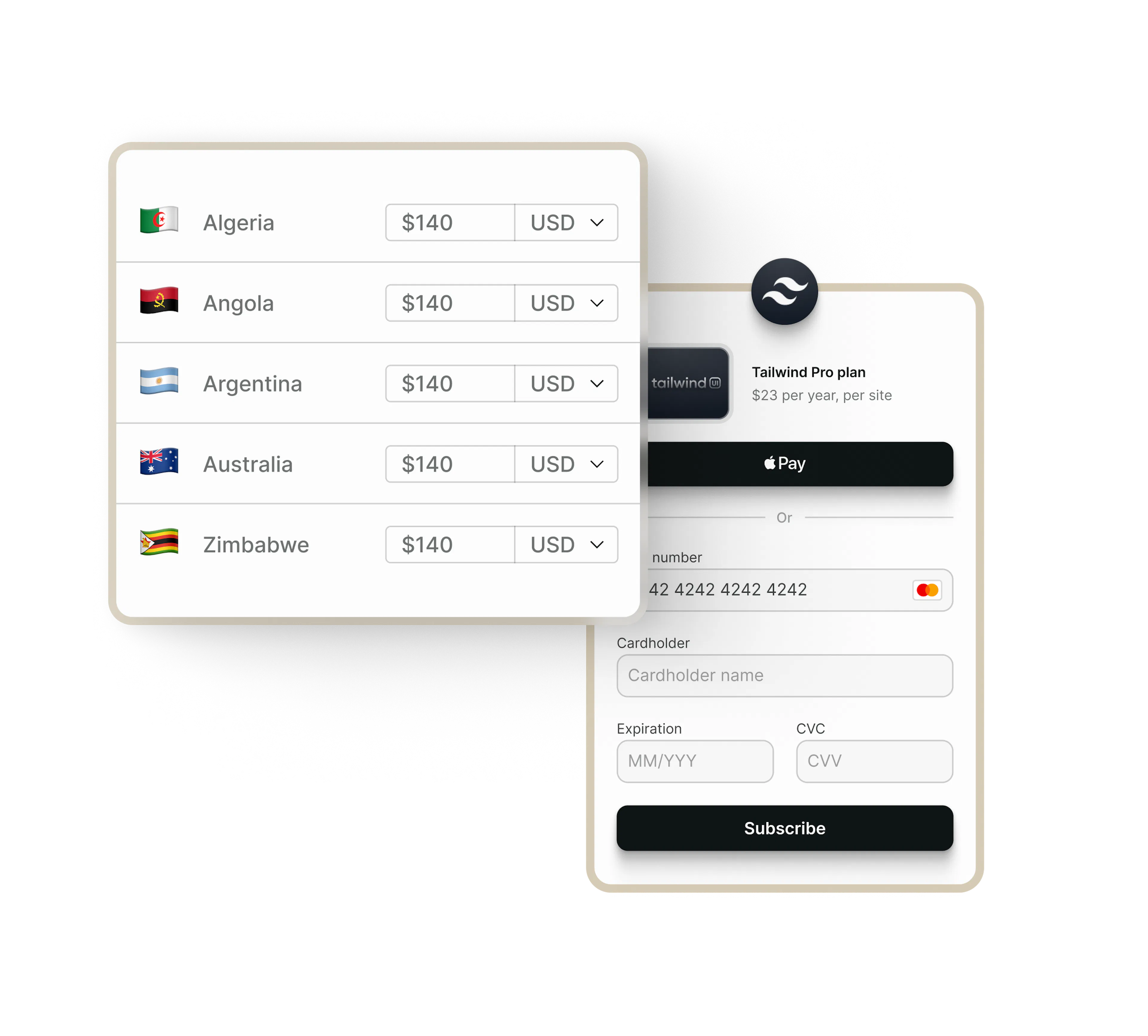 Localized checkout regions UI